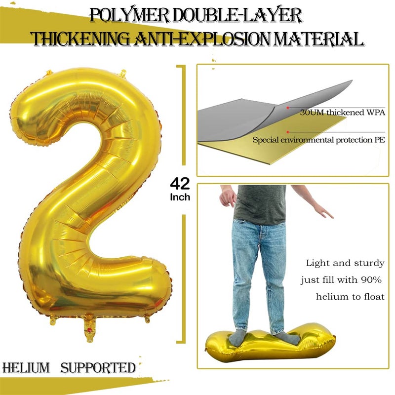 GOER Number 20 Balloons for 20th Birthday Party Decorations,42 Inch Jumbo Foil Helium Balloons for 20th Anniversary (Gold) - Image 2